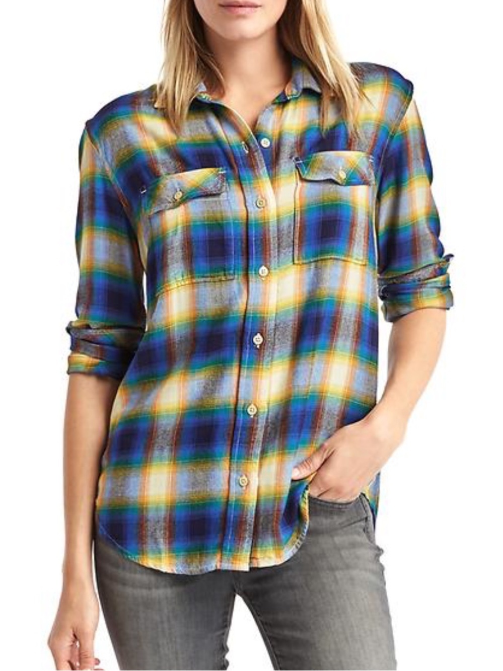 GAP x Pendleton plaid button down boyfriend shirt